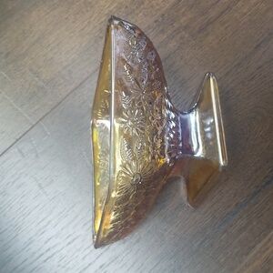 Vintage carnival glass footed dish